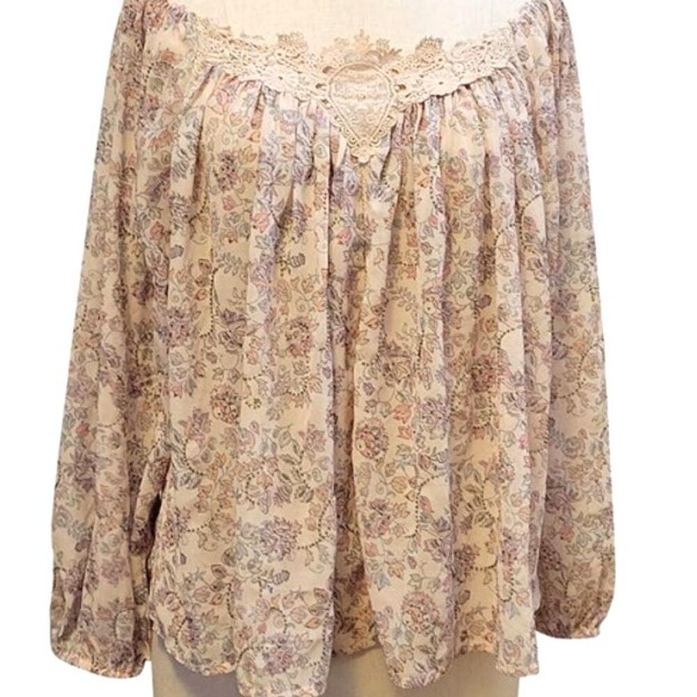 New Anthropologie x Louizon Off the Shoulder Floral Blouse Lace Trim Sz 1 Small